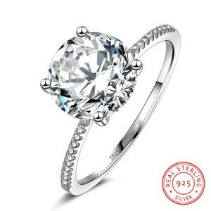 Luxury Sterling Silver Engagement Ring 3CT